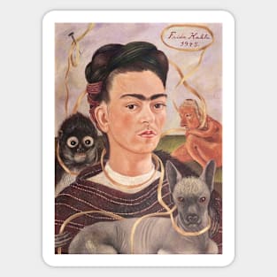 Self Portrait with Small Monkey by Frida Kahlo Sticker